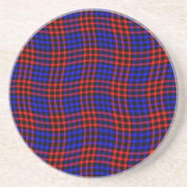 Red Blue Plaid Checker Seamless Pattern コースター