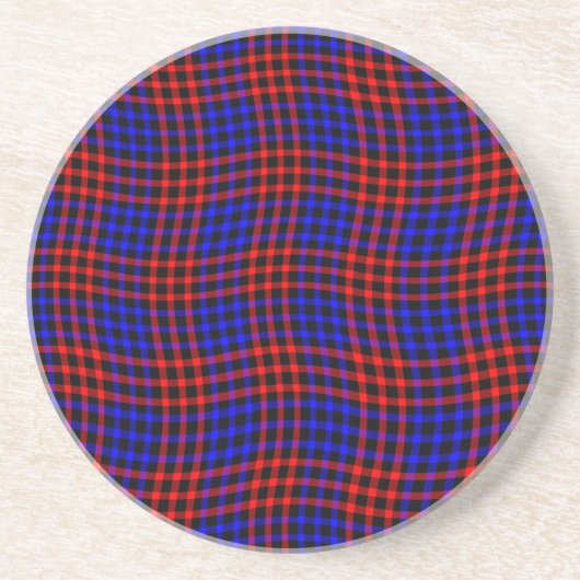 Red Blue Plaid Checker Seamless Pattern コースター (正面)