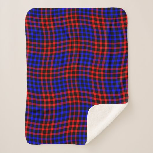 Red Blue Plaid Checker Seamless Pattern シェルパブランケット (正面)