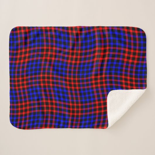 Red Blue Plaid Checker Seamless Pattern シェルパブランケット (正面(横))