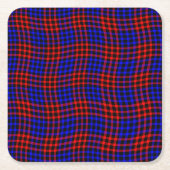 Red Blue Plaid Checker Seamless Pattern スクエアペーパーコースター (正面)