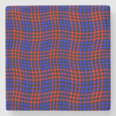 Red Blue Plaid Checker Seamless Pattern ストーンコースター (正面)