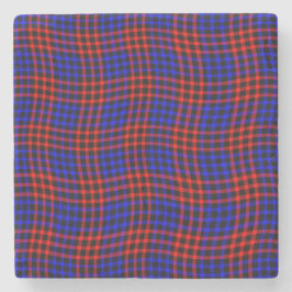 Red Blue Plaid Checker Seamless Pattern ストーンコースター