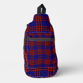 Red Blue Plaid Checker Seamless Pattern スリングバッグ (正面)