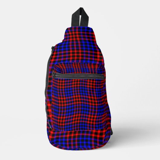 Red Blue Plaid Checker Seamless Pattern スリングバッグ (正面)