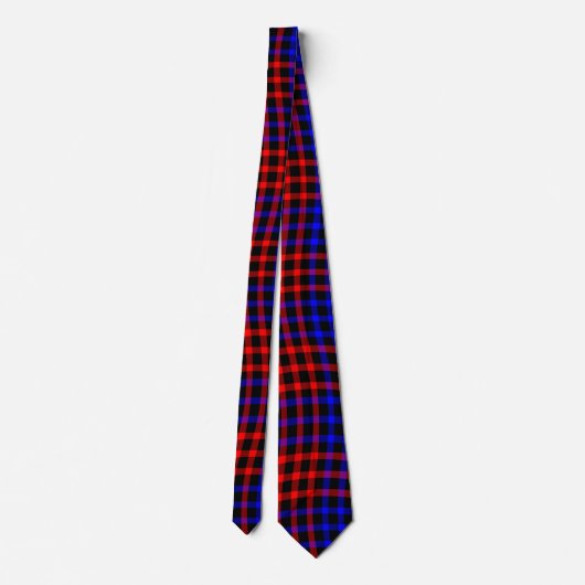 Red Blue Plaid Checker Seamless Pattern ネクタイ (裏面)