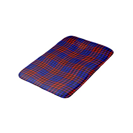 Red Blue Plaid Checker Seamless Pattern バスマット (アングル)