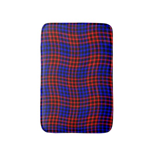 Red Blue Plaid Checker Seamless Pattern バスマット (正面縦)