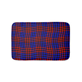 Red Blue Plaid Checker Seamless Pattern バスマット