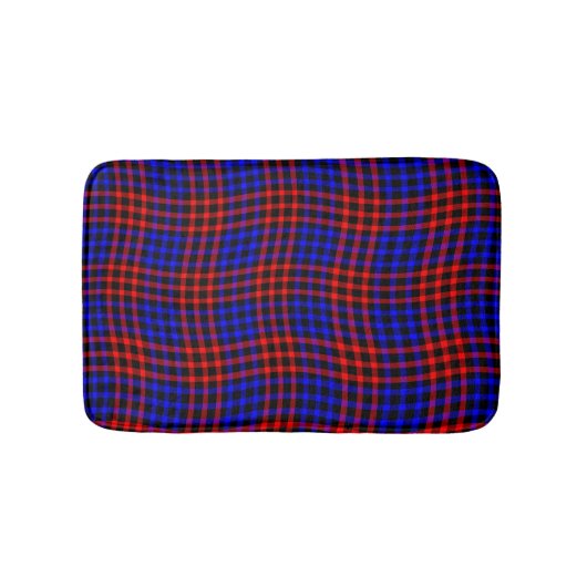 Red Blue Plaid Checker Seamless Pattern バスマット (正面)