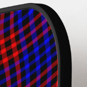 Red Blue Plaid Checker Seamless Pattern ピックルボールラケット (左詳細)