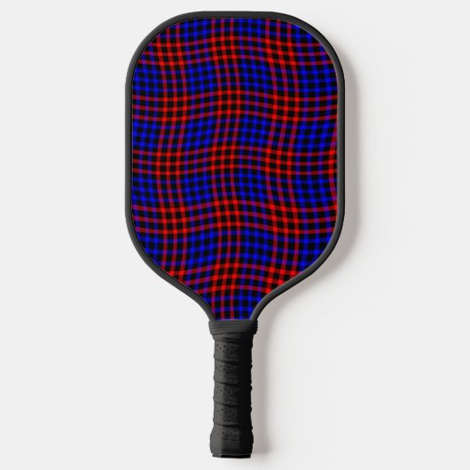 Red Blue Plaid Checker Seamless Pattern ピックルボールラケット (裏面)