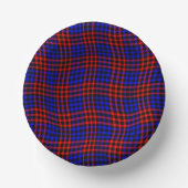 Red Blue Plaid Checker Seamless Pattern ペーパーボウル (正面)
