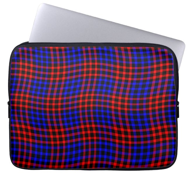 Red Blue Plaid Checker Seamless Pattern ラップトップスリーブ (正面)
