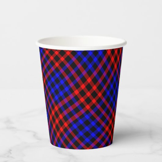 Red Blue Plaid Checker Seamless Pattern 紙コップ (裏面)
