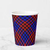 Red Blue Plaid Checker Seamless Pattern 紙コップ (左)