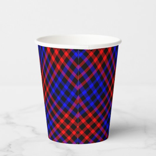 Red Blue Plaid Checker Seamless Pattern 紙コップ (右)