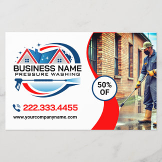 Red Blue Power Wash House Cleaning Services チラシ