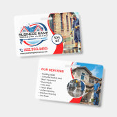 Red Blue Power Wash House Cleaning Services バッジ (正面＆裏面)
