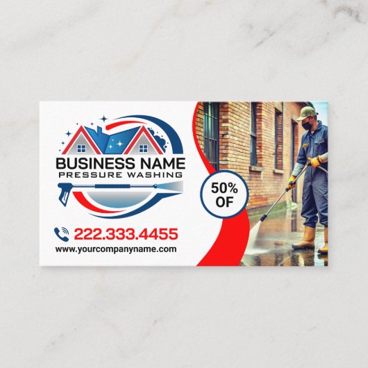 Red Blue Power Wash House Cleaning Services 名刺 (正面)