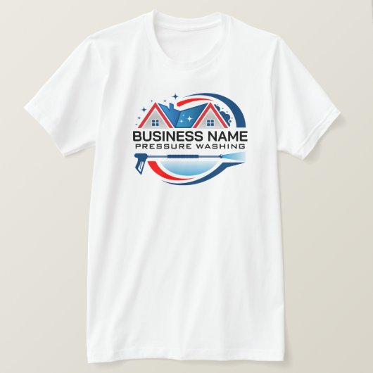 Red Blue Power Wash House Cleaning Services Tシャツ (デザイン正面)