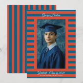 Red & Blue Preppy High School Photo Graduate 案内状 (正面/裏面)