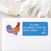 Red Blue Rooster Art Bird Return Address Labels ラベル (インサイチュ)