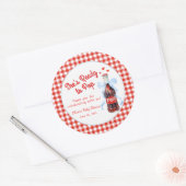 Red & Blue She's Ready to Pop Baby Shower  ラウンドシール (封筒)