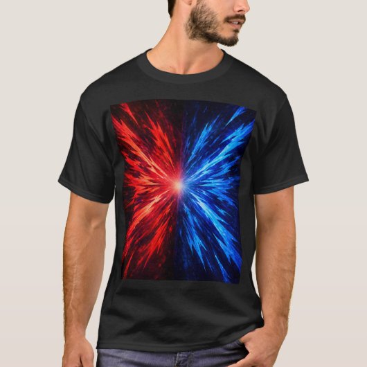 red blue shirt, abstract explosion shirt, energy b tシャツ (正面)