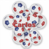 red blue soccer balls sticker w athlete name シール (正面)