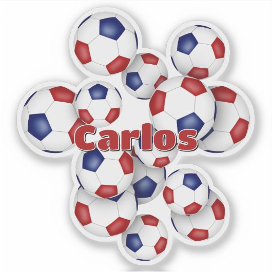 red blue soccer balls sticker w athlete name シール (正面)