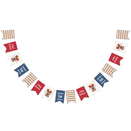 Red Blue Stripes Doggy Party バンティングフラッグ (全)