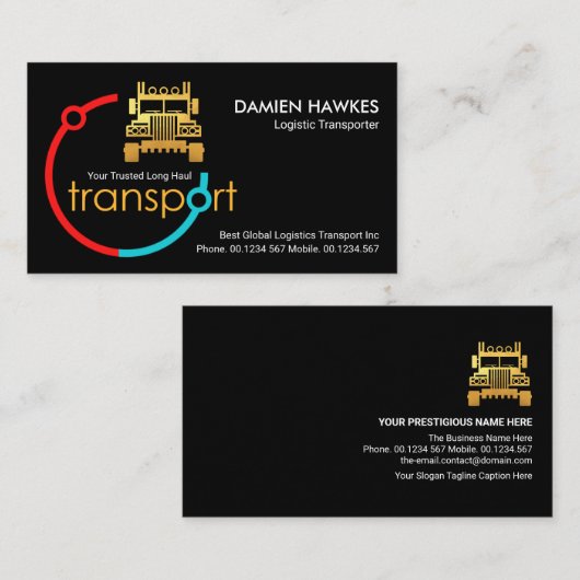 Red Blue Transport Global Orbits Logisticsドライバ 名刺 (正面/裏面)