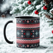 Red Blue Ugly Sweater Snowflakes Holiday マグカップ