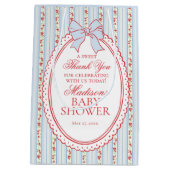 Red & Blue Vintage Fancy Floral Baby Shower Favors ミディアムペーパーバッグ (裏面)