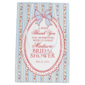 Red Blue Vintage Fancy Floral Bridal Shower Favors ミディアムペーパーバッグ (裏面)