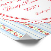 Red & Blue Vintage Fancy Floral Share a Recipe ポスター (角)