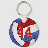 red blue volleyball keychain w school team name キーホルダー (正面)