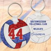 red blue volleyball keychain w school team name キーホルダー