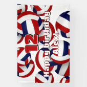 red blue volleyballs kids birthday party 横断幕 (縦)