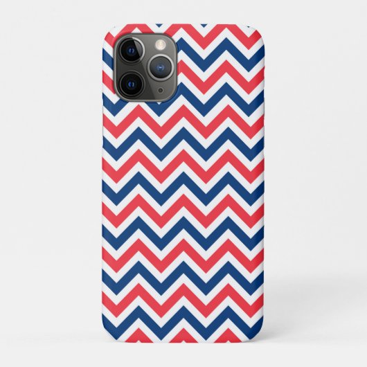 Red Blue White Zig Zag Lines Geometric Baseball Case-Mate iPhoneケース (裏)