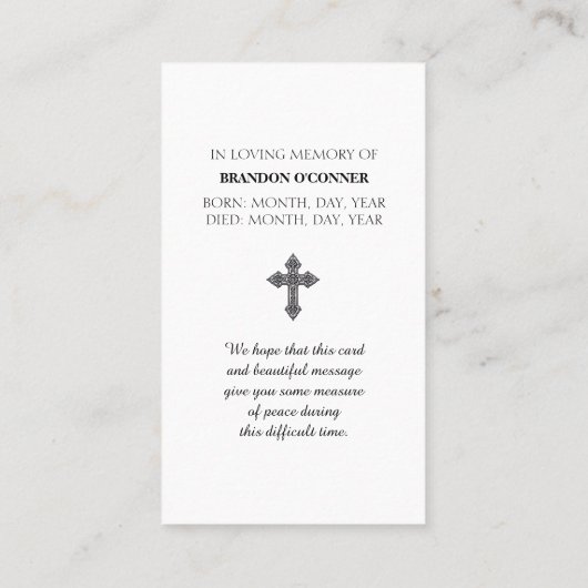 Red Blue Yellow Green Heartfelt Condolences 名刺 (裏面)