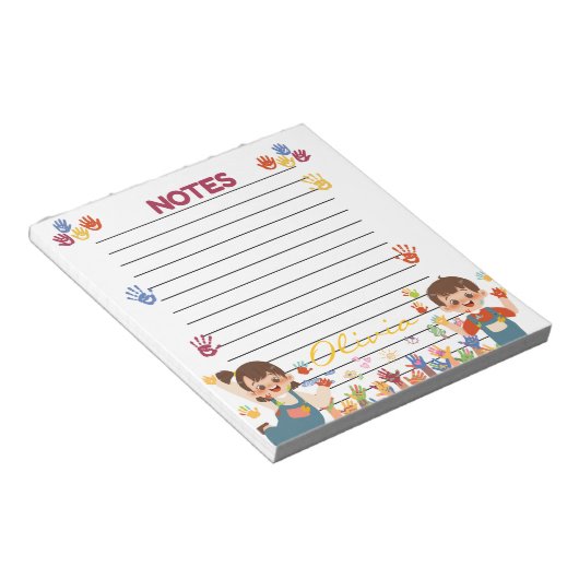 Red Blue Yellow Playful Kids Personalized Notepad ノートパッド (アングル)