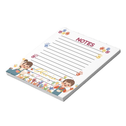 Red Blue Yellow Playful Kids Personalized Notepad ノートパッド (回転)