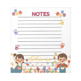 Red Blue Yellow Playful Kids Personalized Notepad ノートパッド