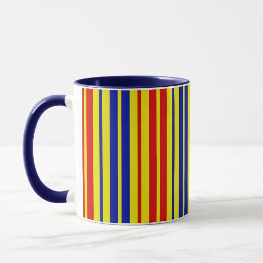 Red Blue Yellow Stripes Pattern Design  マグカップ (左)