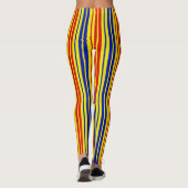 Red Blue Yellow Stripes Pattern Design  レギンス (裏面)
