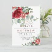 Red Blush Burgundy Greenery  Elegant Wedding 招待状 (スタンド正面)