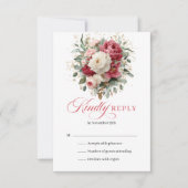 Red Blush Floral Boho Wedding RSVP Enclosure (正面)