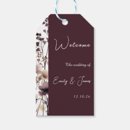 Red Blush Floral Wedding Elegant  ギフトタグ